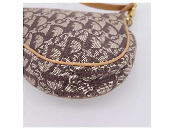 Pouch Saddle Christian Dior Trotter Canvas Marrone Oro Auth am12668V D'oro - vista 16
