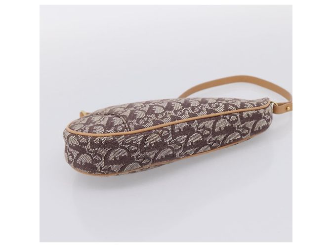 Pouch Saddle Christian Dior Trotter Canvas Marrone Oro Auth am12668V D'oro - vista 5