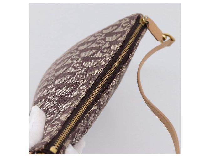 Pouch Saddle Christian Dior Trotter Canvas Marrone Oro Auth am12668V D'oro - vista 6