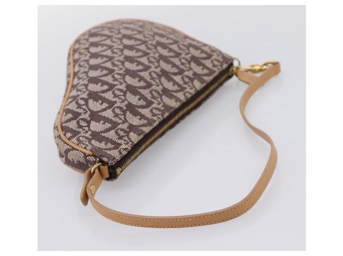 Pouch Saddle Christian Dior Trotter Canvas Marrone Oro Auth am12668V D'oro - vista 7