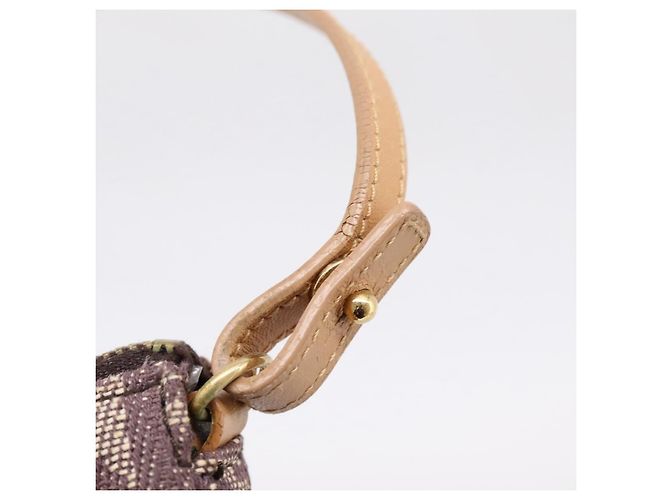 Pouch Saddle Christian Dior Trotter Canvas Marrone Oro Auth am12668V D'oro - vista 9