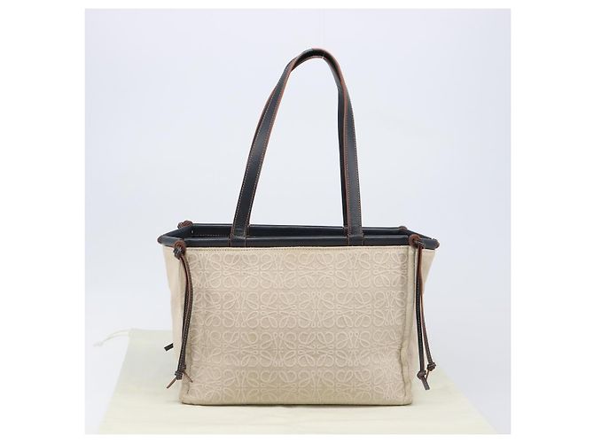 Bolso Tote Cushion LOEWE Canvas Beige Auth 203445V - vista 12