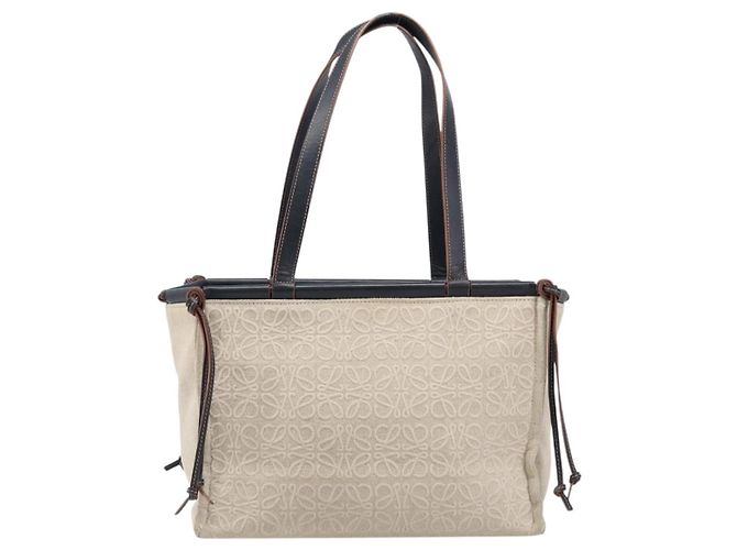 Bolso Tote Cushion LOEWE Canvas Beige Auth 203445V - vista 13