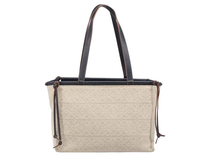 Bolso Tote Cushion LOEWE Canvas Beige Auth 203445V - vista 2