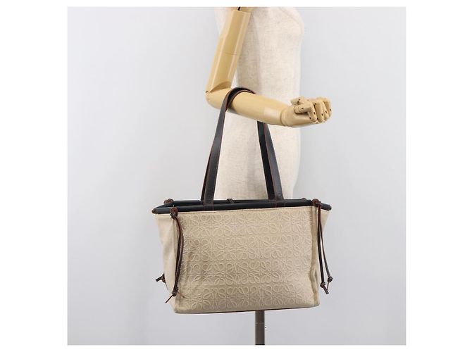 Bolso Tote Cushion LOEWE Canvas Beige Auth 203445V - vista 27