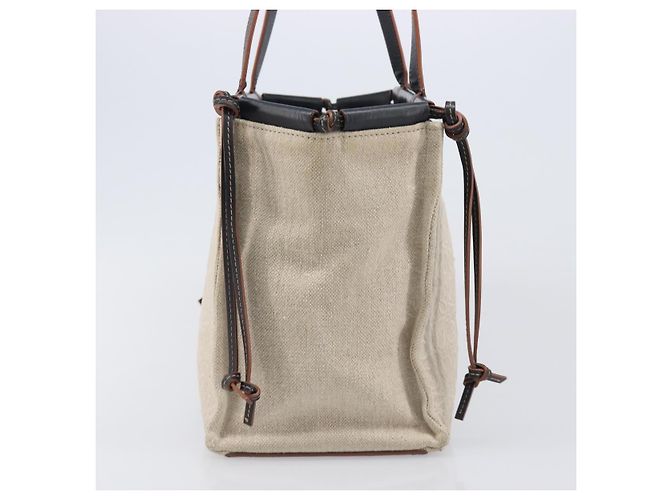 Bolso Tote Cushion LOEWE Canvas Beige Auth 203445V - vista 3