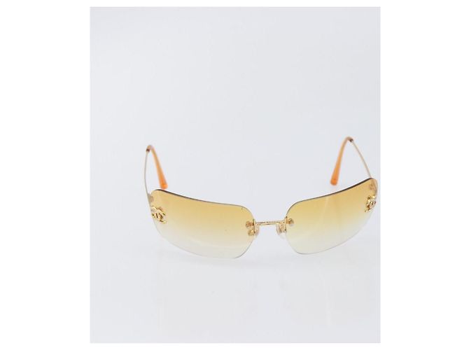 Gafas de sol CHANEL Metal Orange Gold CC Auth yk20917M Dorado Naranja - vista 13