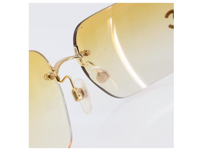 Gafas de sol CHANEL Metal Orange Gold CC Auth yk20917M Dorado Naranja - vista 15