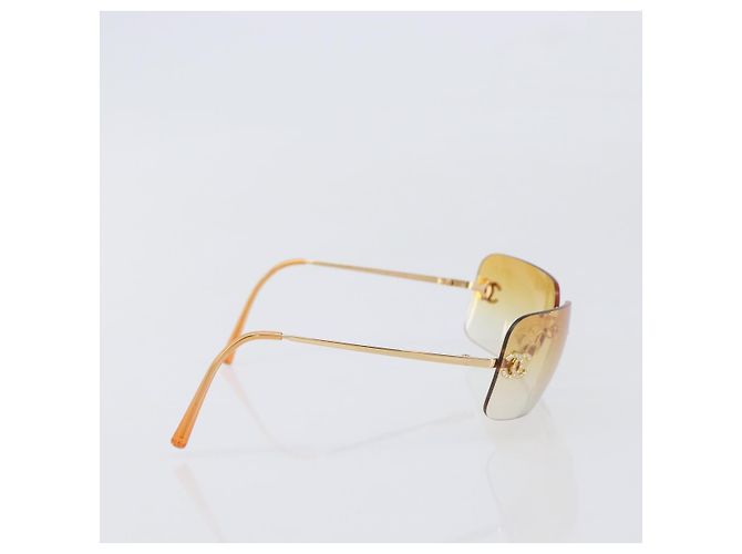 Gafas de sol CHANEL Metal Orange Gold CC Auth yk20917M Dorado Naranja - vista 4