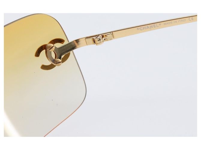 Gafas de sol CHANEL Metal Orange Gold CC Auth yk20917M Dorado Naranja - vista 9