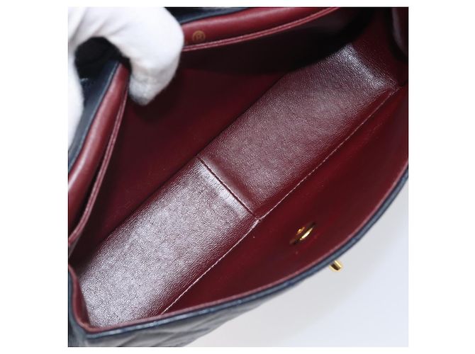 Borsa a tracolla CHANEL Matelasse con catena in pelle d'agnello Navy Gold CC Auth 204122V D'oro Blu navy - vista 10
