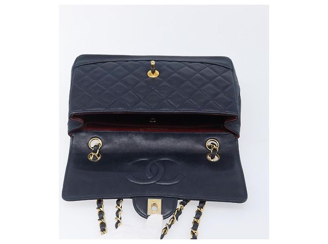 Borsa a tracolla CHANEL Matelasse con catena in pelle d'agnello Navy Gold CC Auth 204122V D'oro Blu navy - vista 19