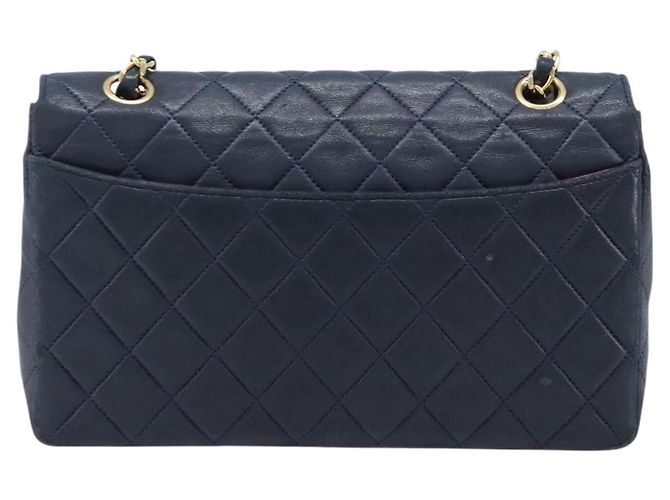 Borsa a tracolla CHANEL Matelasse con catena in pelle d'agnello Navy Gold CC Auth 204122V D'oro Blu navy - vista 2