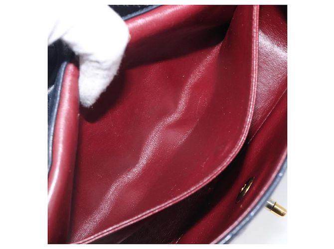 Borsa a tracolla CHANEL Matelasse con catena in pelle d'agnello Navy Gold CC Auth 204122V D'oro Blu navy - vista 24