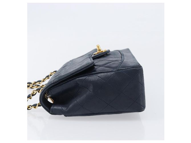 Borsa a tracolla CHANEL Matelasse con catena in pelle d'agnello Navy Gold CC Auth 204122V D'oro Blu navy - vista 4