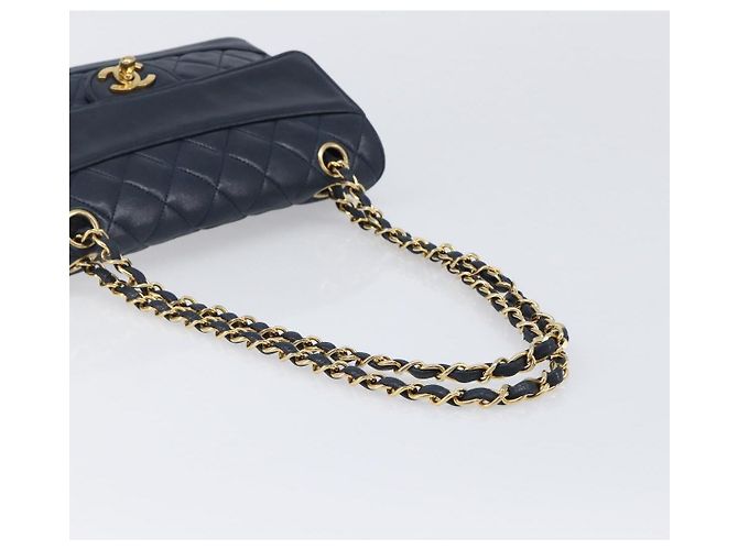 Borsa a tracolla CHANEL Matelasse con catena in pelle d'agnello Navy Gold CC Auth 204122V D'oro Blu navy - vista 7