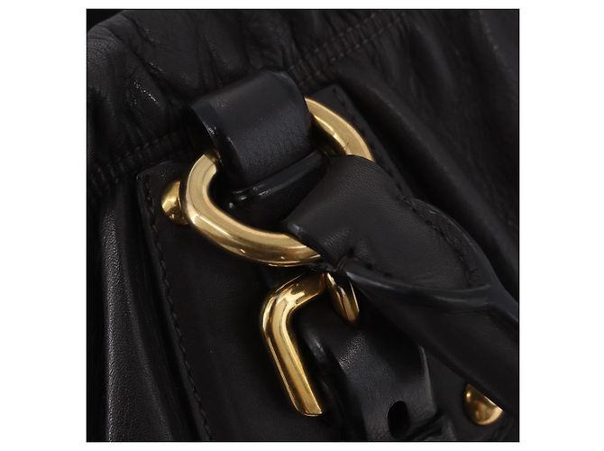 Bolsa de mão PRADA em couro 2way Marrom Dourado Auth 203484M - vista 17