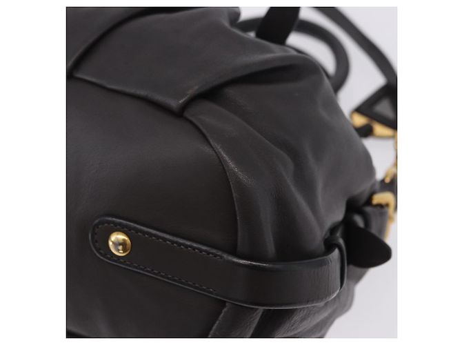 Bolsa de mão PRADA em couro 2way Marrom Dourado Auth 203484M - vista 23