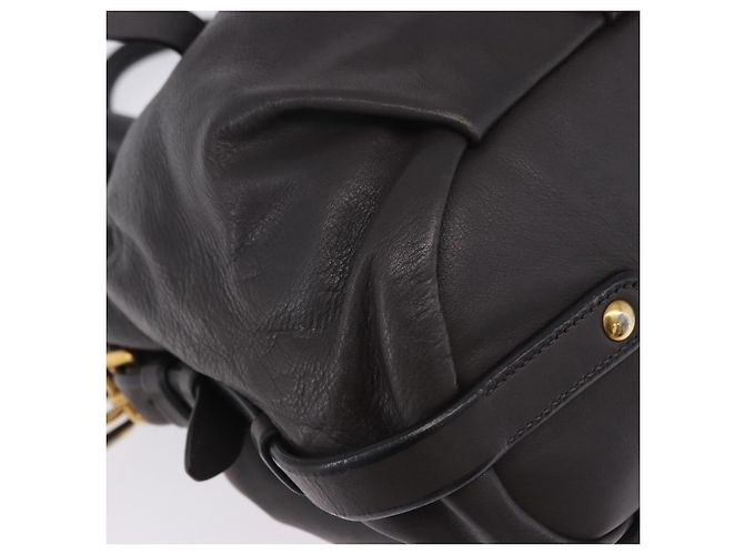 Bolsa de mão PRADA em couro 2way Marrom Dourado Auth 203484M - vista 24