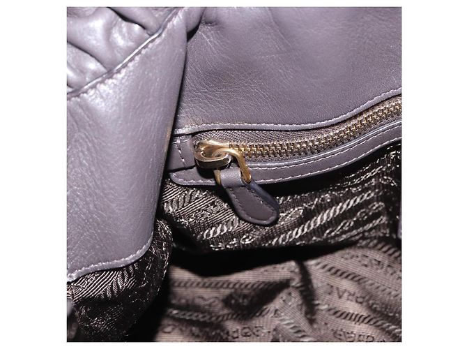 Bolsa de mão PRADA em couro 2way Marrom Dourado Auth 203484M - vista 32