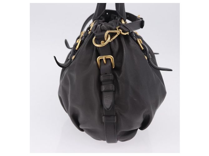 Bolsa de mão PRADA em couro 2way Marrom Dourado Auth 203484M - vista 4