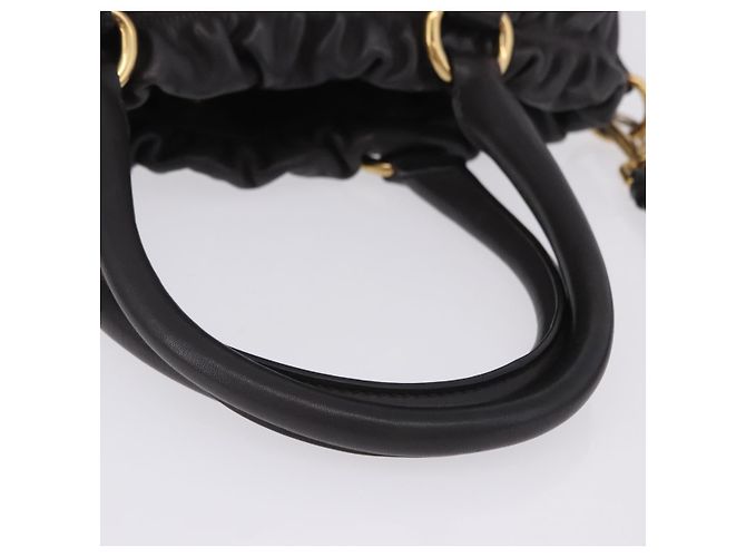 Bolsa de mão PRADA em couro 2way Marrom Dourado Auth 203484M - vista 7