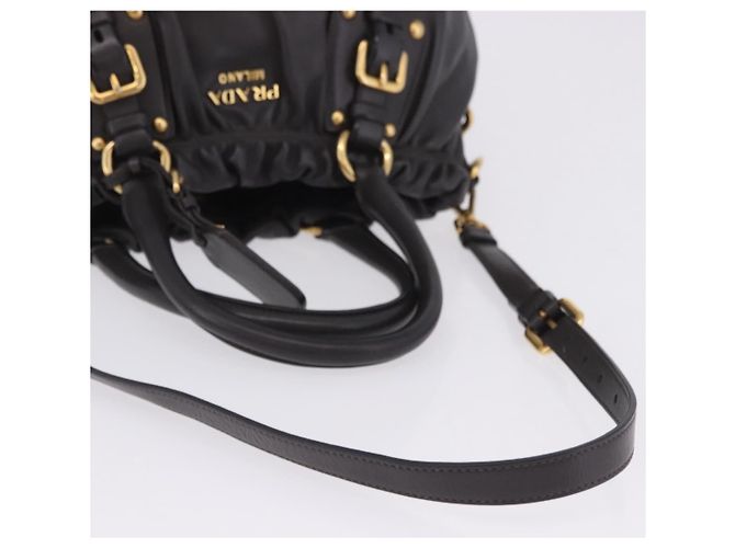 Bolsa de mão PRADA em couro 2way Marrom Dourado Auth 203484M - vista 8