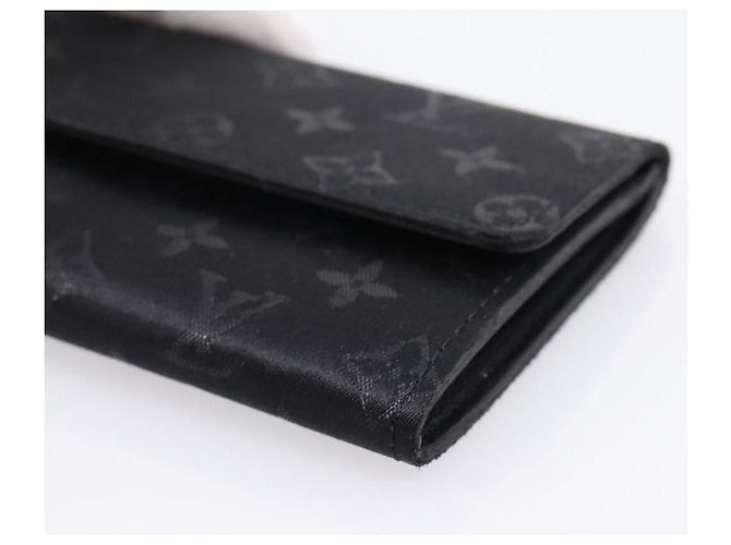 LOUIS VUITTON Monogram Satin Porte MonnaieSatin Card Case M92137 LV Auth 201535M Black - view 7