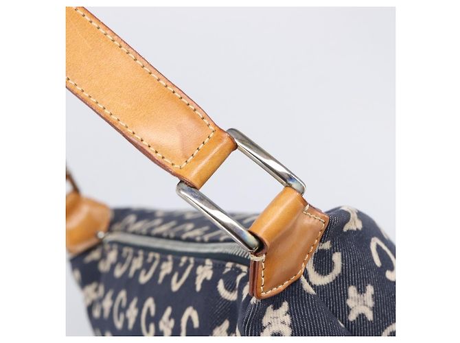 Céline Bolso de hombro CELINE Paris Macadam Canvas Denim Navy Silver Auth 203675A Plata Azul marino - vista 10