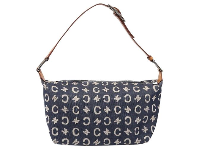 Céline Bolso de hombro CELINE Paris Macadam Canvas Denim Navy Silver Auth 203675A Plata Azul marino - vista 2