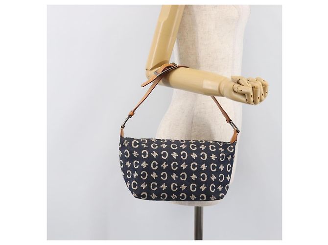 Céline Bolso de hombro CELINE Paris Macadam Canvas Denim Navy Silver Auth 203675A Plata Azul marino - vista 23