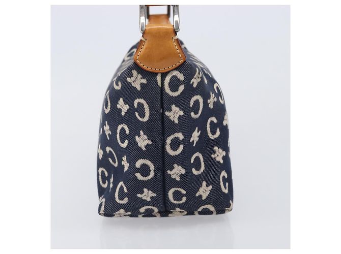 Céline Bolso de hombro CELINE Paris Macadam Canvas Denim Navy Silver Auth 203675A Plata Azul marino - vista 4