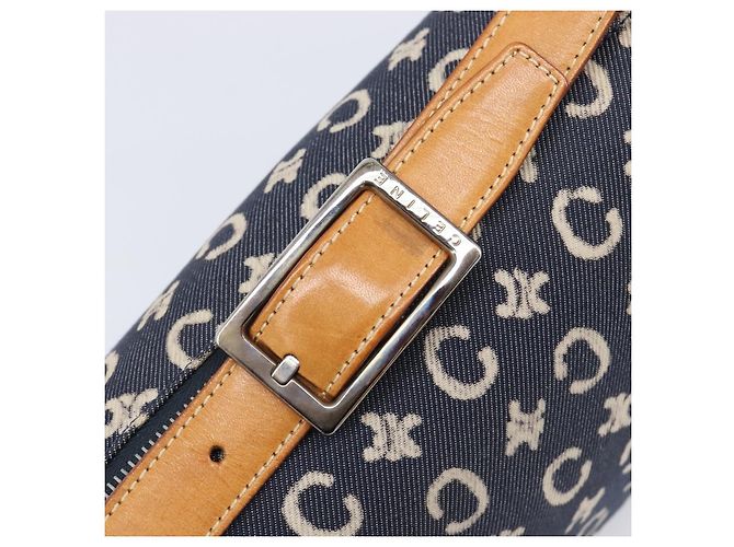 Céline Bolso de hombro CELINE Paris Macadam Canvas Denim Navy Silver Auth 203675A Plata Azul marino - vista 9