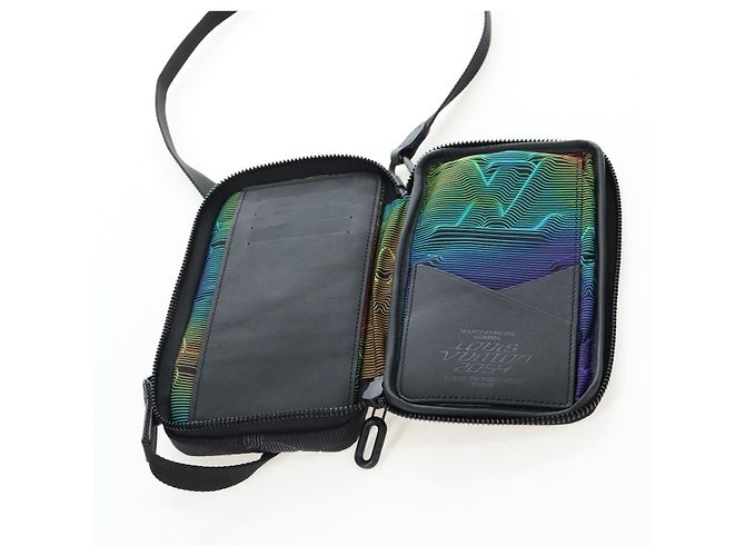 LOUIS VUITTON 3D monogram Double Phone Pouch Black M80141 LV Auth 203158M Negro - vista 10
