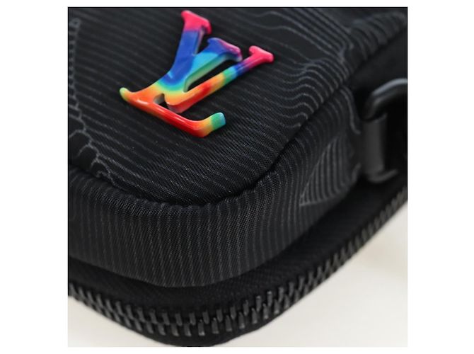 LOUIS VUITTON 3D monogram Double Phone Pouch Black M80141 LV Auth 203158M Negro - vista 17