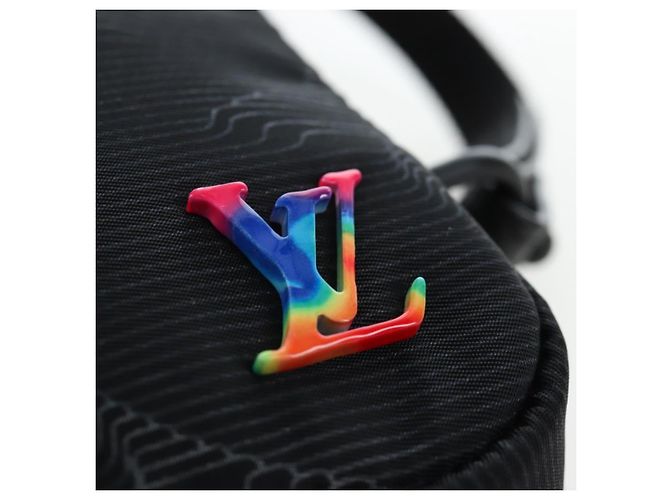 LOUIS VUITTON 3D monogram Double Phone Pouch Black M80141 LV Auth 203158M Negro - vista 21