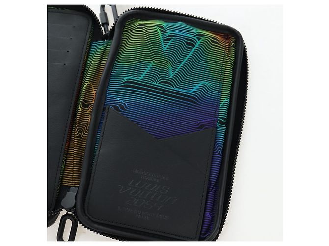 LOUIS VUITTON 3D monogram Double Phone Pouch Black M80141 LV Auth 203158M Negro - vista 29