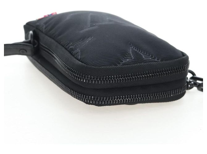 LOUIS VUITTON 3D monogram Double Phone Pouch Black M80141 LV Auth 203158M Negro - vista 6