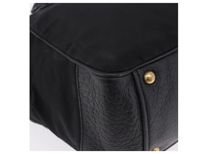 Borsa a tracolla PRADA in pelle e nylon Nero Oro Auth am12600V D'oro - vista 22