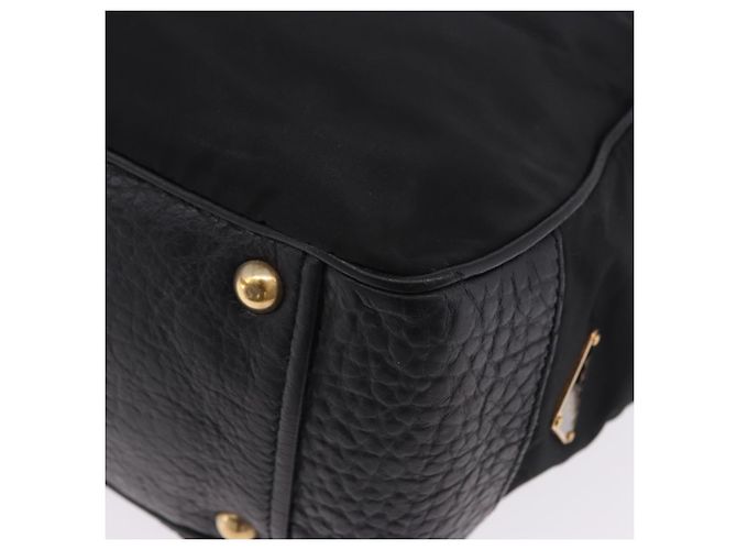 Borsa a tracolla PRADA in pelle e nylon Nero Oro Auth am12600V D'oro - vista 23