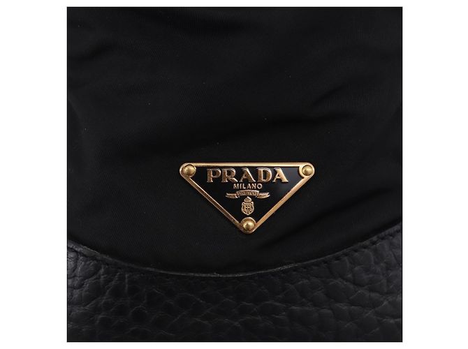 Borsa a tracolla PRADA in pelle e nylon Nero Oro Auth am12600V D'oro - vista 24