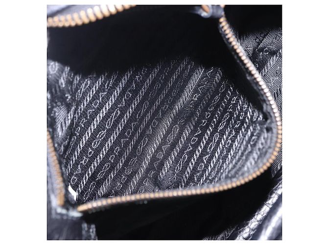 Borsa a tracolla PRADA in pelle e nylon Nero Oro Auth am12600V D'oro - vista 31
