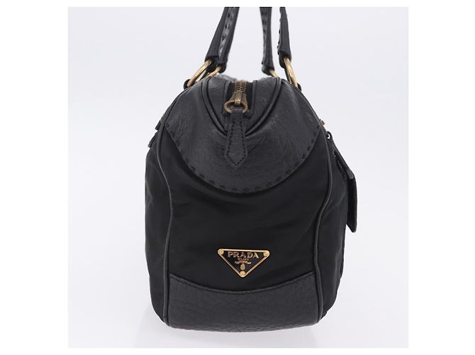 Borsa a tracolla PRADA in pelle e nylon Nero Oro Auth am12600V D'oro - vista 5