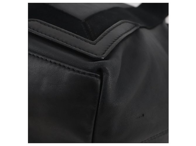 Borsa a mano BALENCIAGA Navy Cabas in pelle nera e argento 339933 Auth 204847 Nero - vista 14
