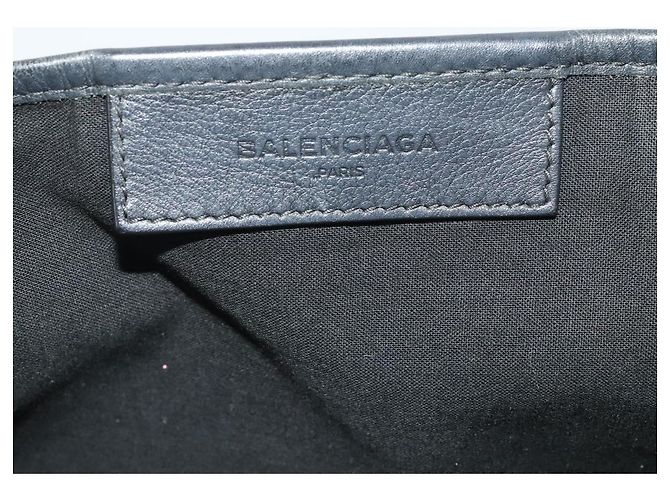 Borsa a mano BALENCIAGA Navy Cabas in pelle nera e argento 339933 Auth 204847 Nero - vista 17