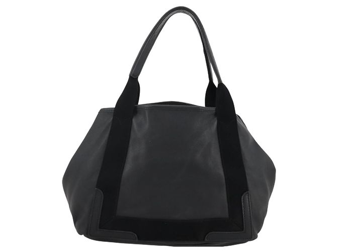 Borsa a mano BALENCIAGA Navy Cabas in pelle nera e argento 339933 Auth 204847 Nero - vista 2