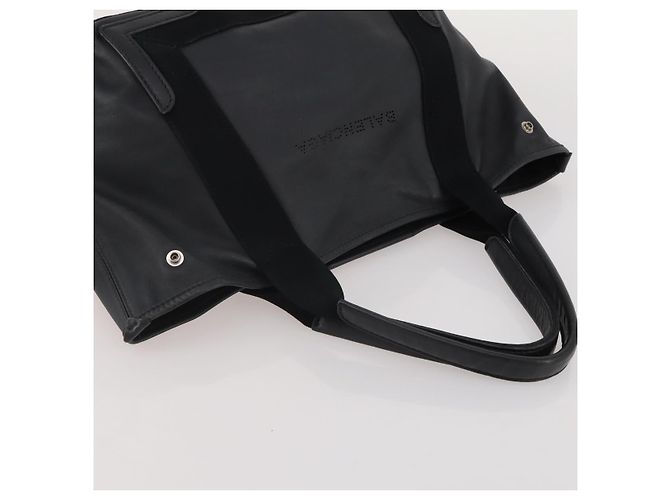Borsa a mano BALENCIAGA Navy Cabas in pelle nera e argento 339933 Auth 204847 Nero - vista 6