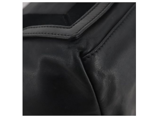 Borsa a mano BALENCIAGA Navy Cabas in pelle nera e argento 339933 Auth 204847 Nero - vista 9