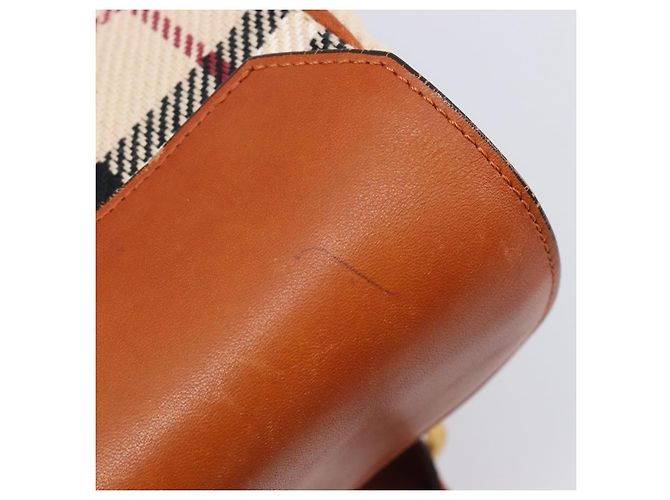 Bolso de Mano BURBERRY Nova Check Canvas Beige Tono Dorado Auth 204621V - vista 10
