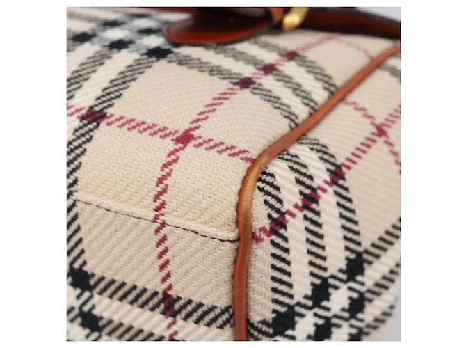 Bolso de Mano BURBERRY Nova Check Canvas Beige Tono Dorado Auth 204621V - vista 14